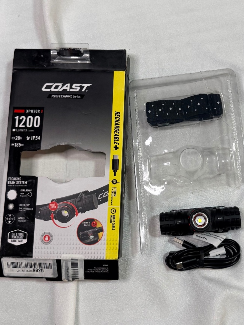 COAST XPH30R Rechargeable Headlamp 1200 Lumens USB-C Focusing Beam Open Box